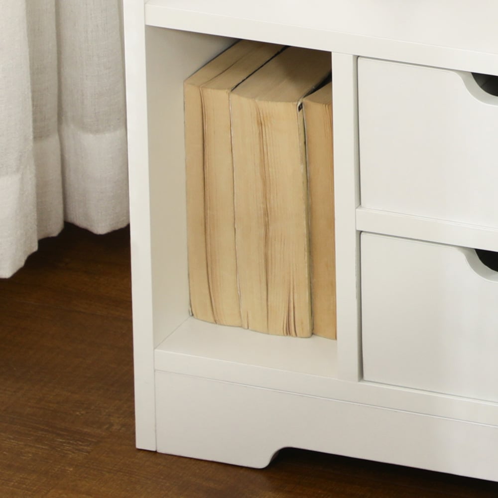 Portland 2 Drawer and Shelf White Bedside Table Image 3