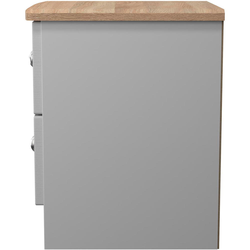 Crowndale Sussex 2 Drawer Grey Ash and Bardolino Oak Compact Bedside Cabinet Ready Assembled Image 4