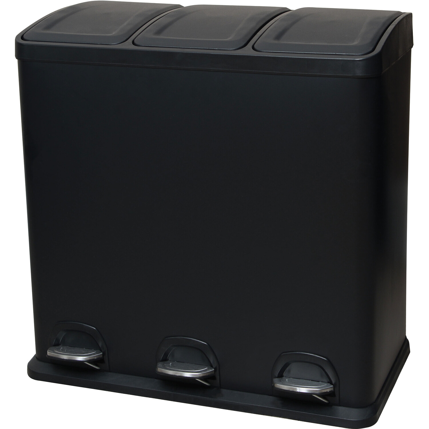 Black 3 Compartment Recycle Bin 60L Image 1