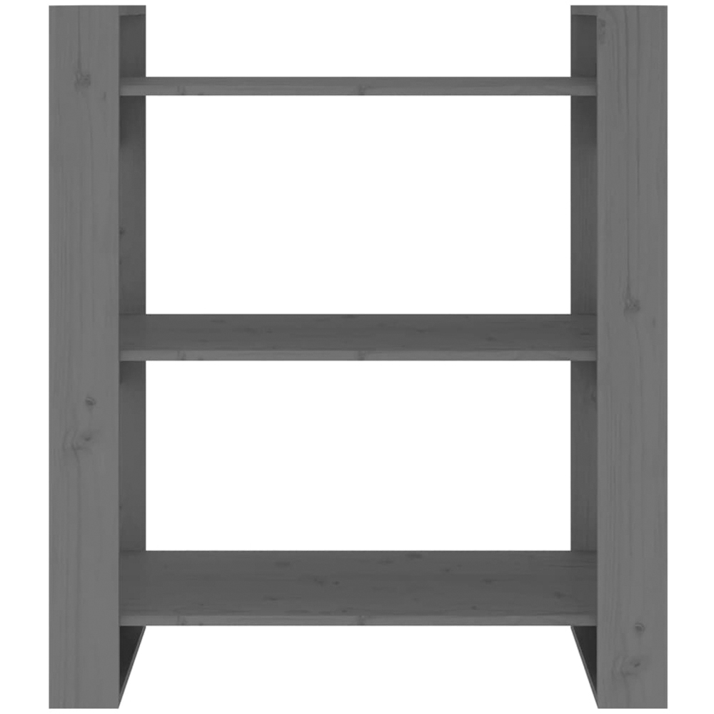vidaXL 3 Shelf Grey Solid Pine Wood Bookcase Image 3