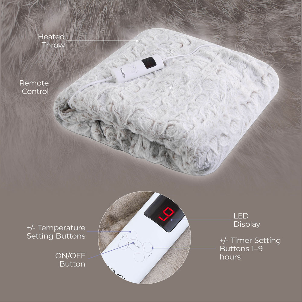 Carmen White Fleece Electric Heated Throw Over Blanket 160 x 130cm Image 7