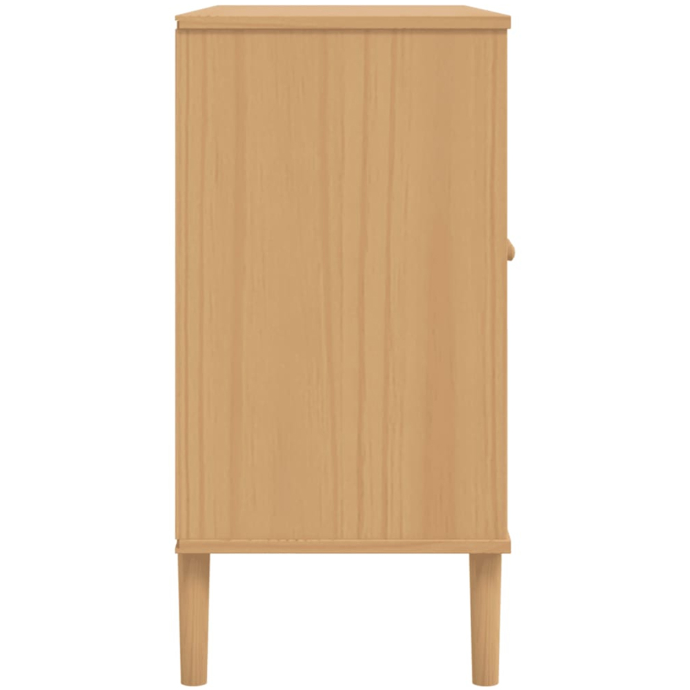 vidaXL 2 Rattan Door 3 Shelf Brown Pine Wood Sideboard Image 7