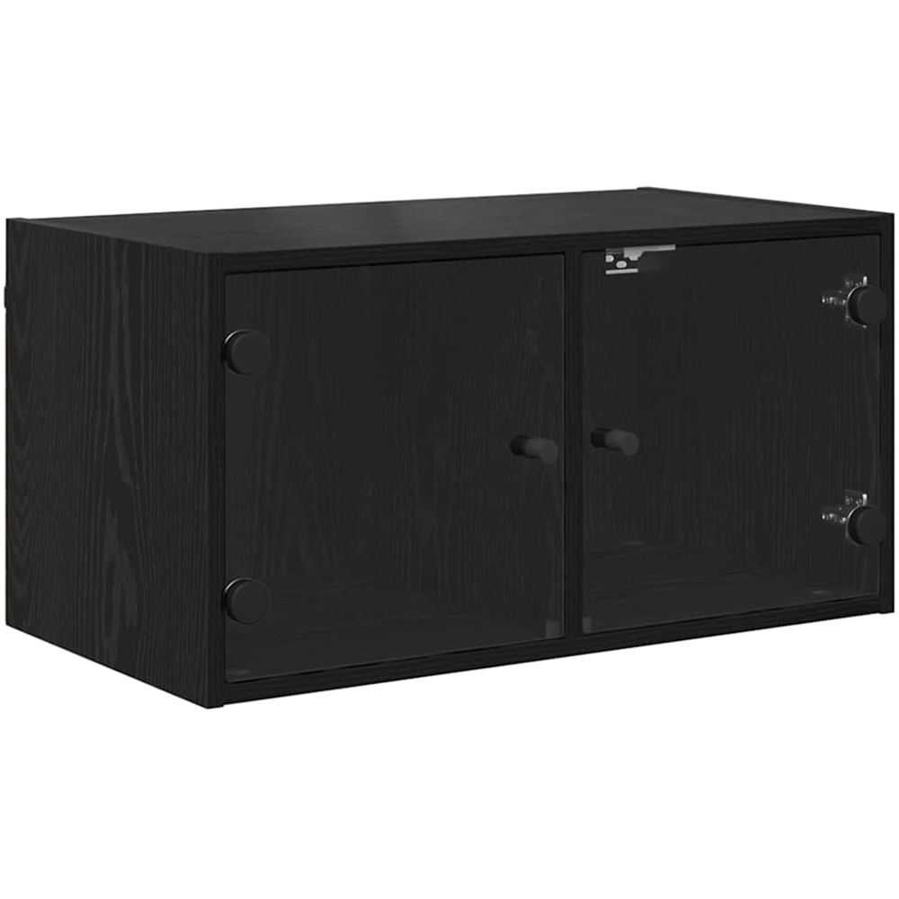 vidaXL 2 Glass Door Black Oak Wall Cabinet Set of 2 Image 2
