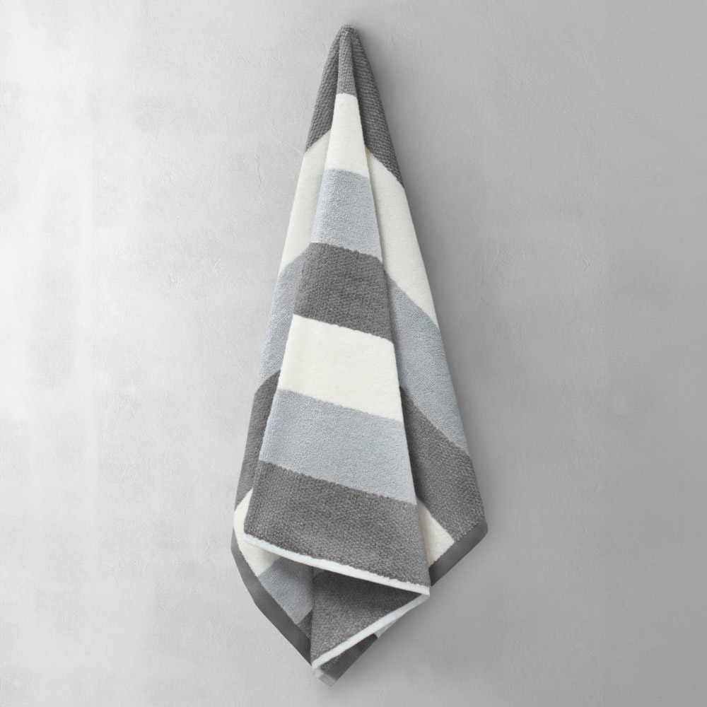 Velosso Weston Grey Strip Hand Towel Set of 2 Image 3