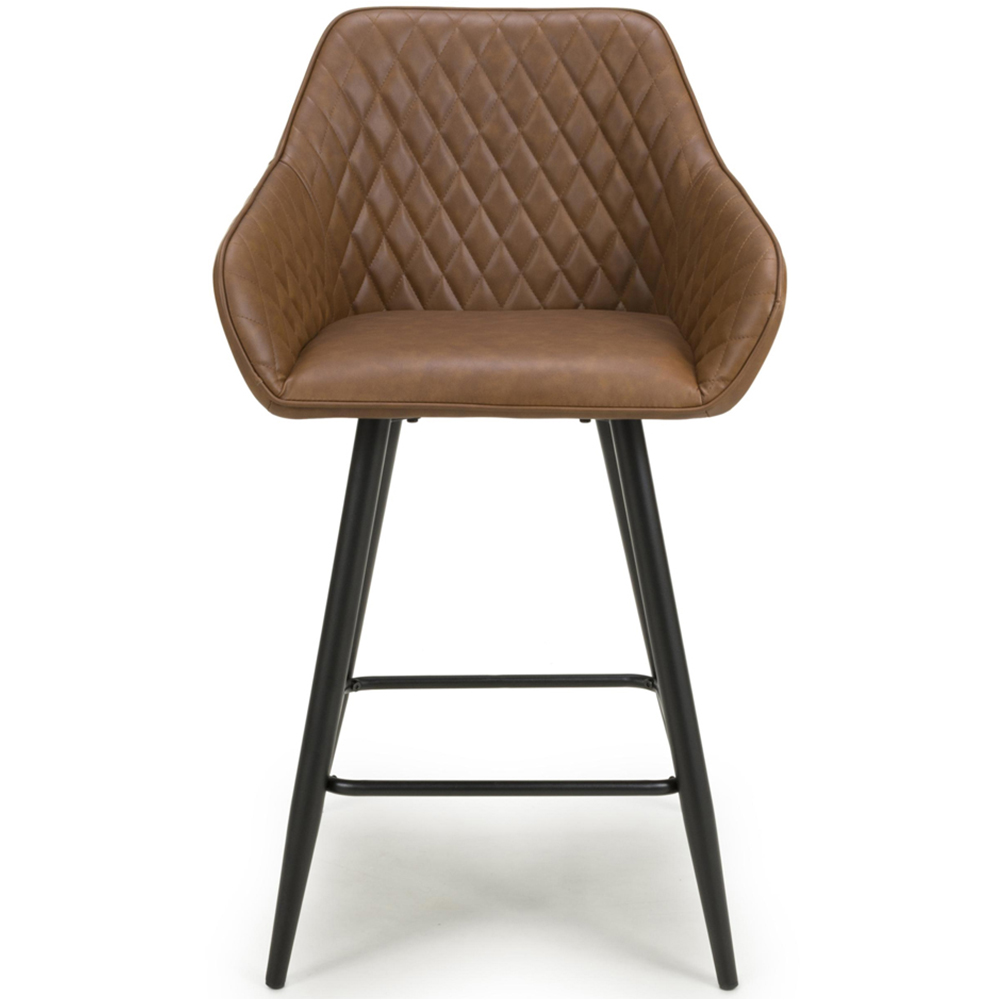 wilko Kensington Vintage Brown Quilted Bar Stool Image 3