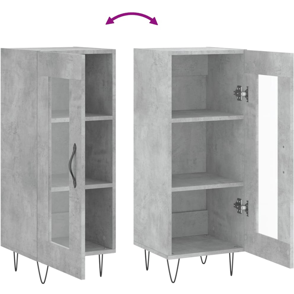 vidaXL Single Door 3 Shelf Concrete Grey Sideboard Image 9