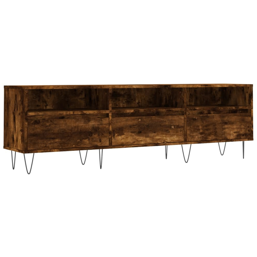 vidaXL 3 Door 3 Shelf Smoked Oak TV Cabinet Image 2