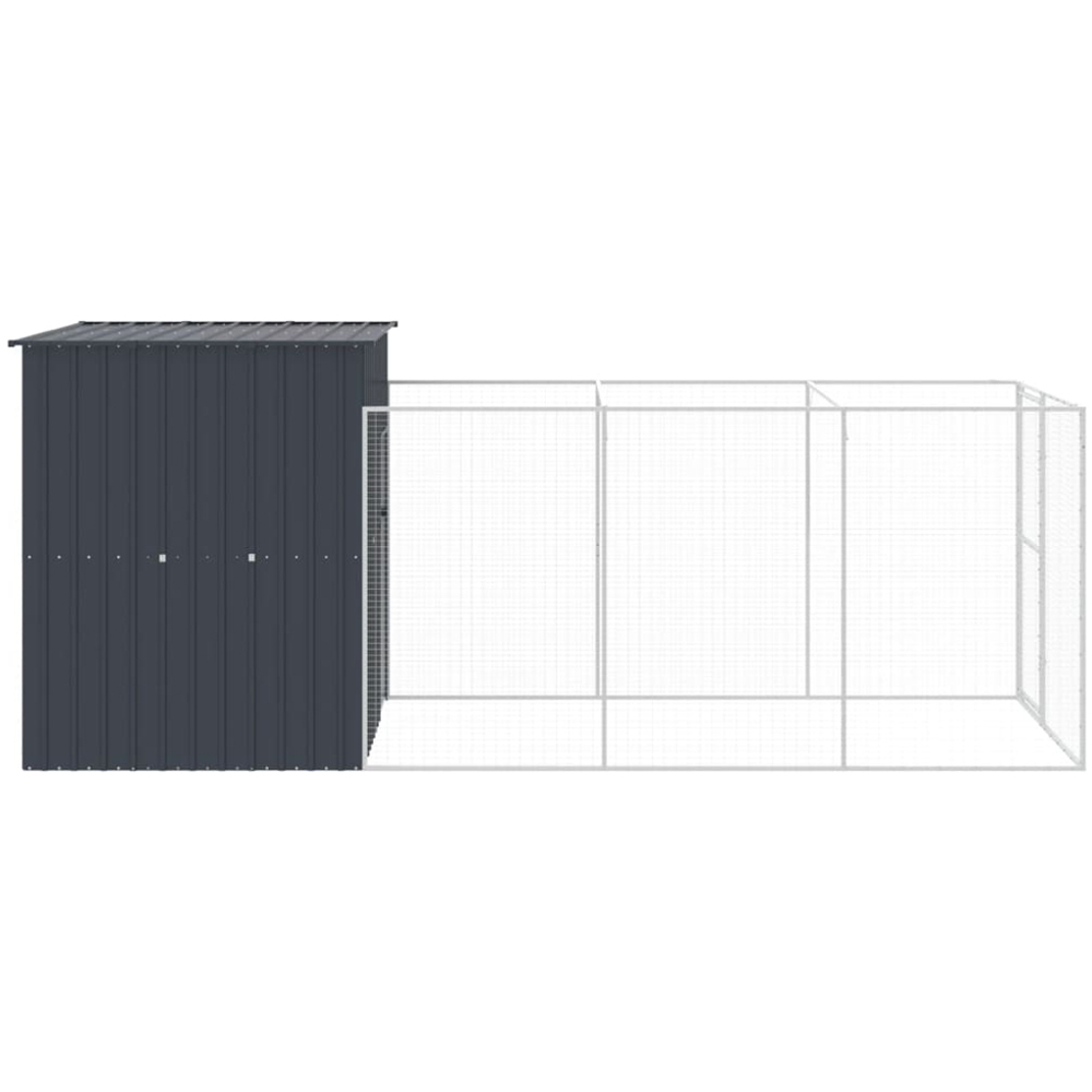 vidaXL Anthracite Galvanised Steel Kennel with Run 165 x 455 x 181cm Image 3
