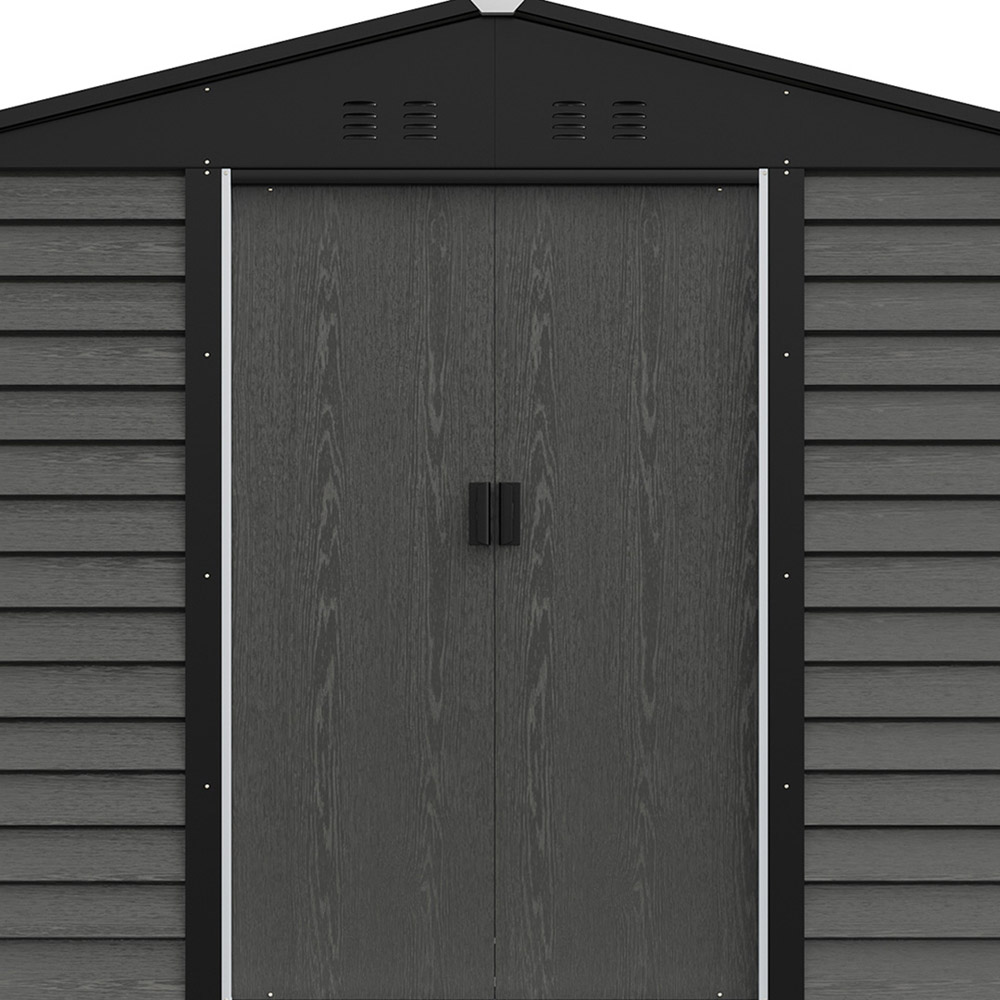 Living and Home 8 x 7ft Grey Wood Grain Apex Garden Storage Shed with Foundation Image 5