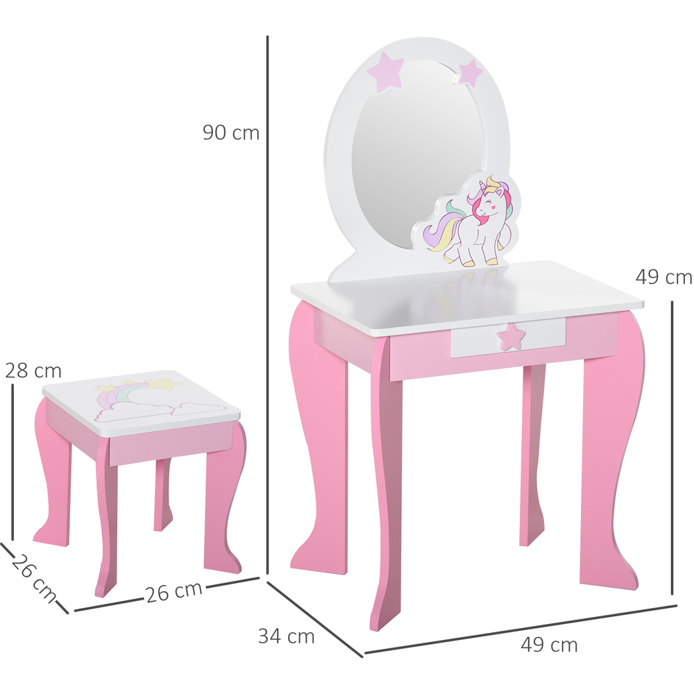 Playful Haven Kids Single Drawer Pink Dressing Table Set with Mirror Image 6