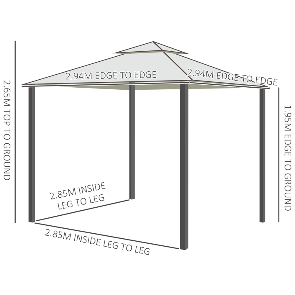 Outsunny 3 x 3m 2 Tier White Gazebo Image 6