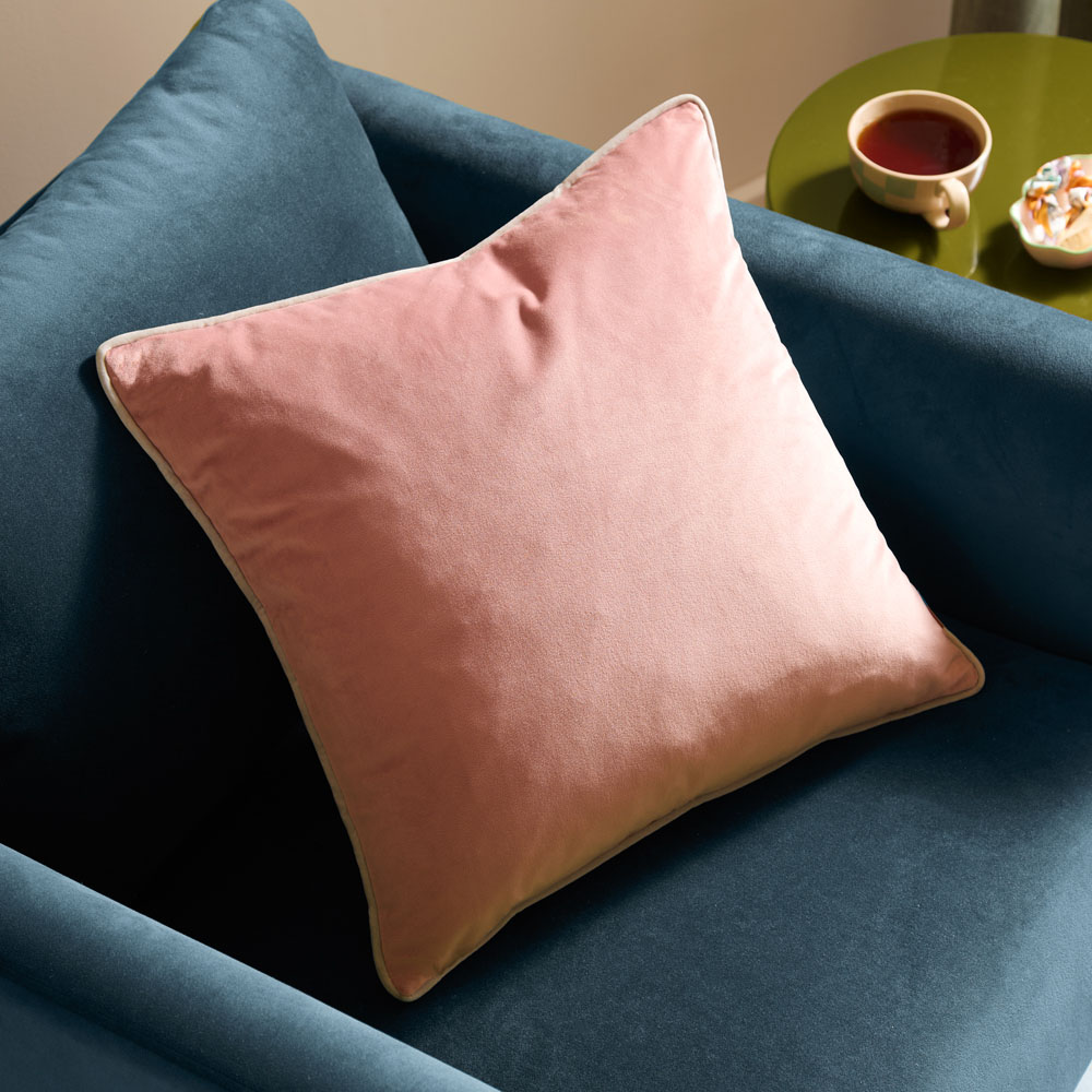 Furn Meridian Blush and Grey Velvet Cushion 45 x 45cm Image 2