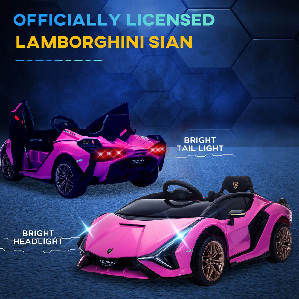 Tommy Toys Lamborghini Sian Kids Ride On Electric Car Pink 12V Image 4