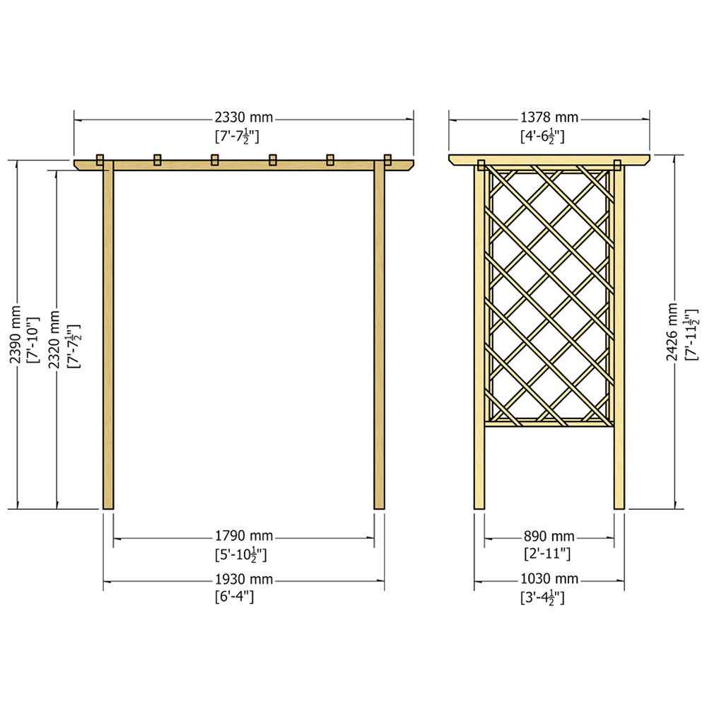 Shire 1.8 x 0.9m Arch Trellis Pergola Image 5