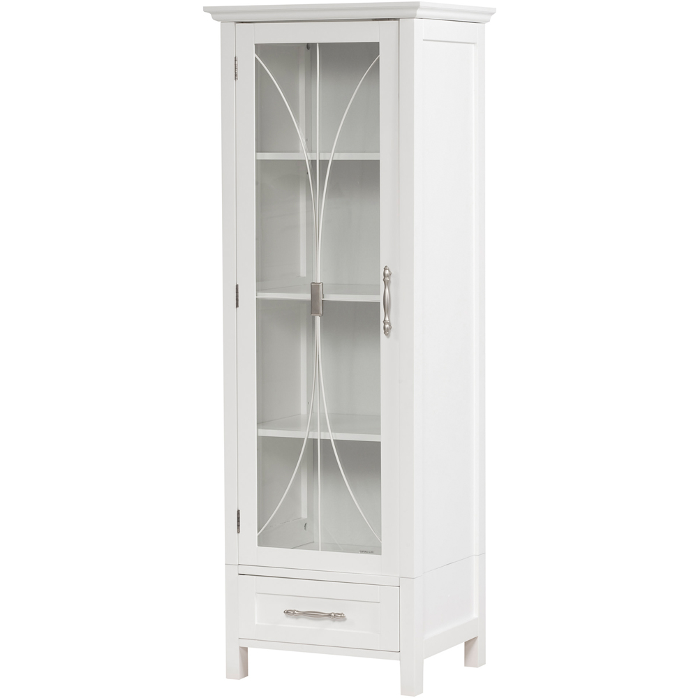 Teamson Home Delaney Single Door Single Drawer White Wooden Linen Cabinet Image 3
