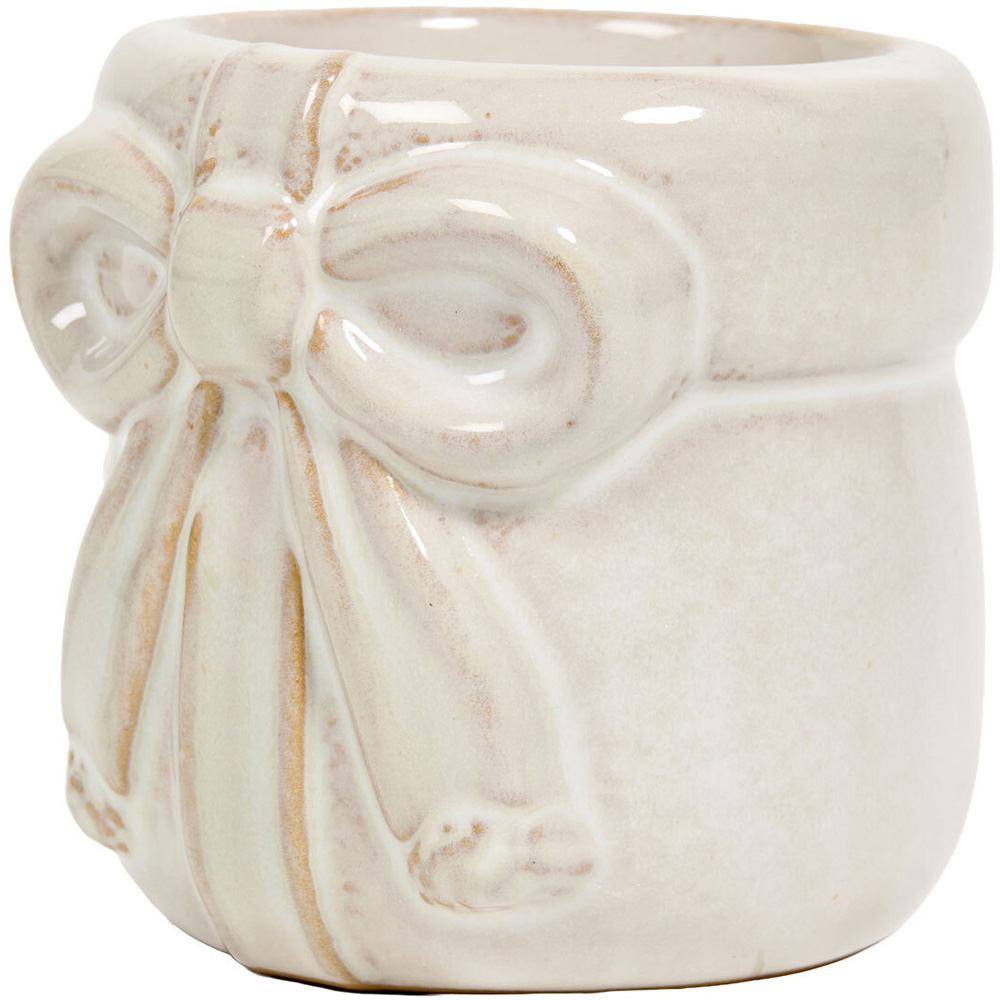 Glazed Bow Tealight Holder - Cream Image 2