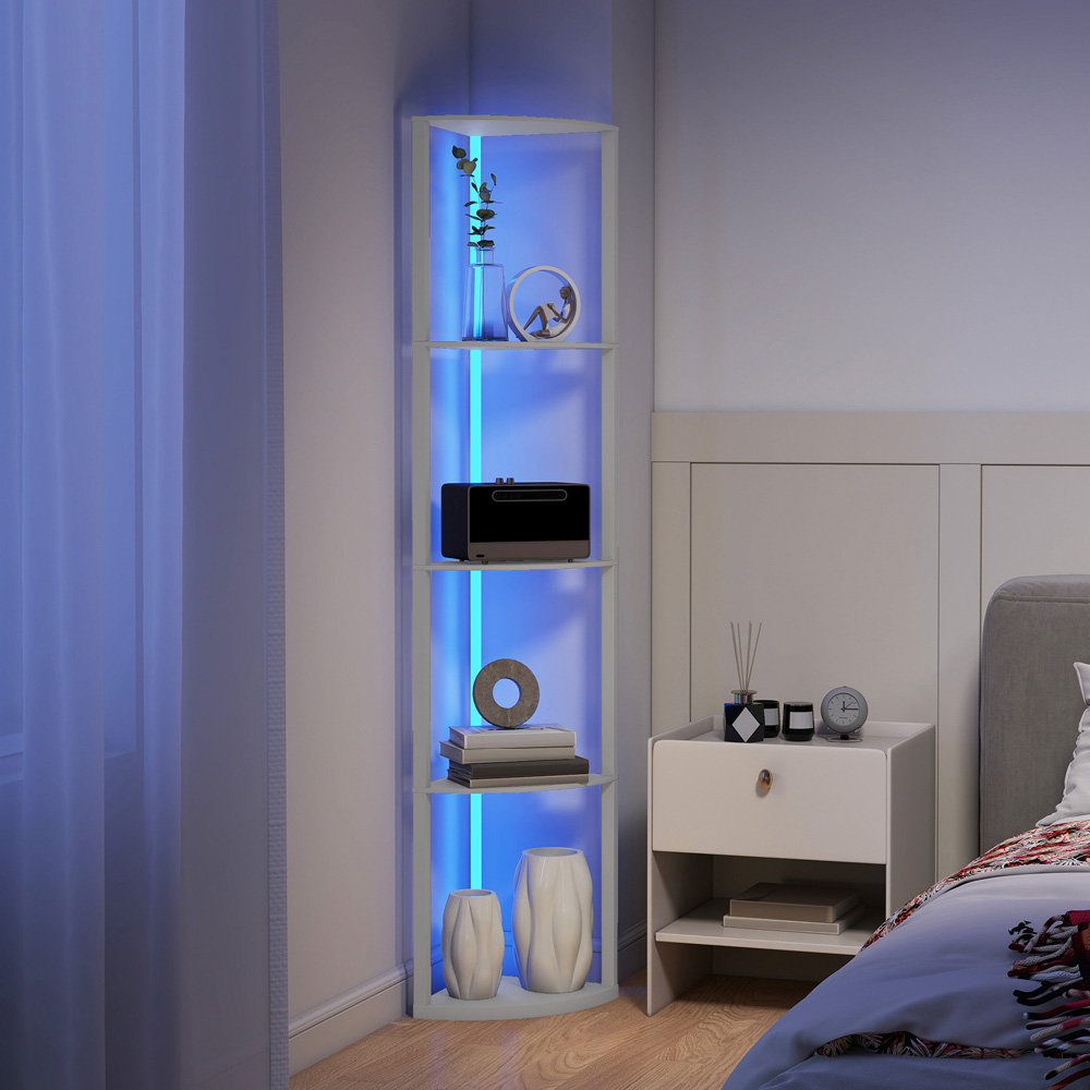 HOMCOM 5 Shelf Grey Dimmable RGB LED Floor Lamp Image 4