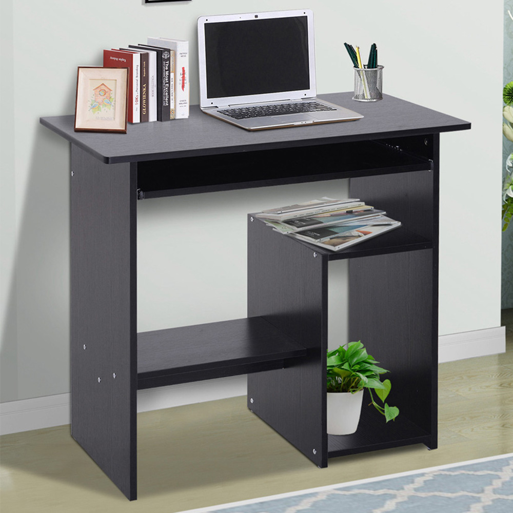 Portland Compact Small Office Desk Black Image 1