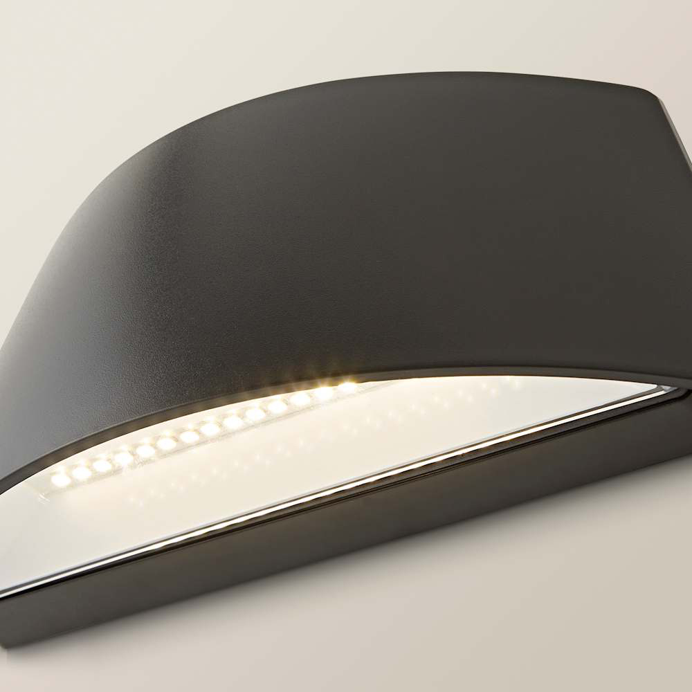 ValueLights John Matte Black Curved LED Outdoor Wall Downlight Image 5