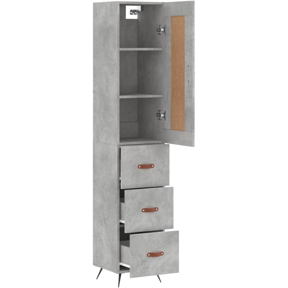 vidaXL Single Door 3 Drawer Concrete Grey Highboard Image 4