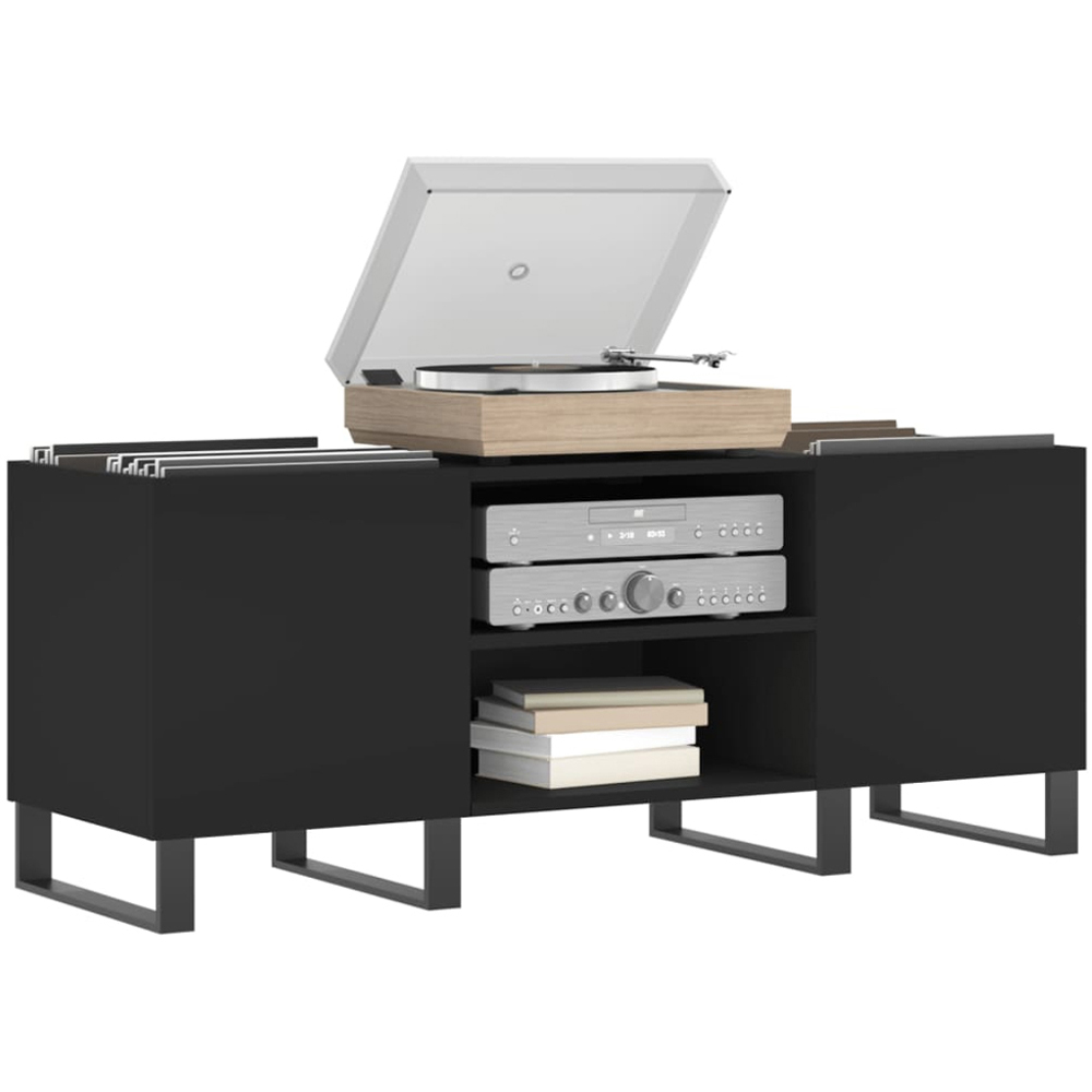 vidaXL 2 Shelf Black Record Cabinet Image 3