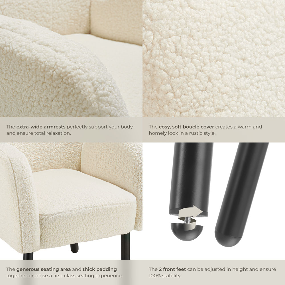 Tectake Vanersborg Padded Boucle Armchair Image 8