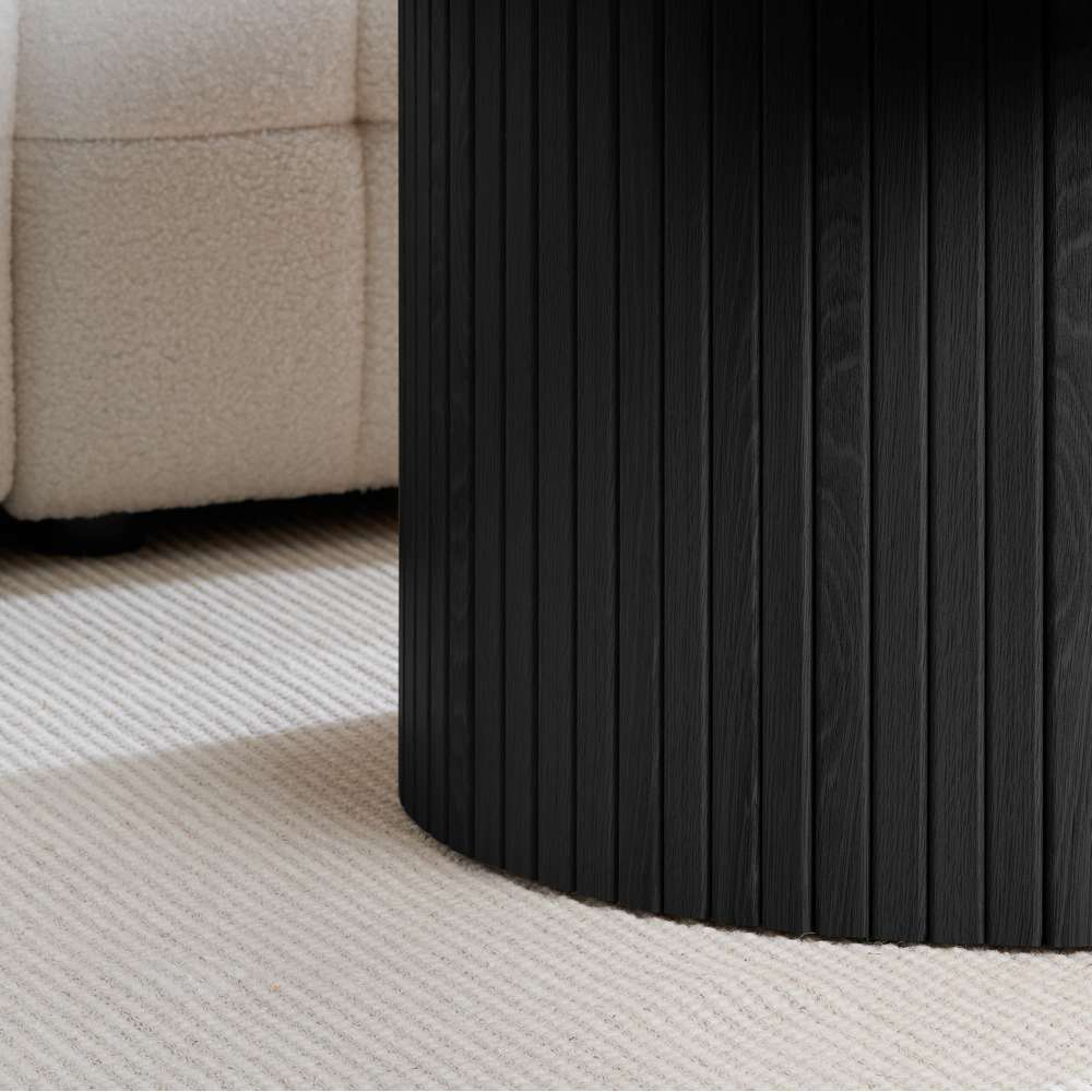 Birlea Axel Round Fluted Black Coffee Table Image 5
