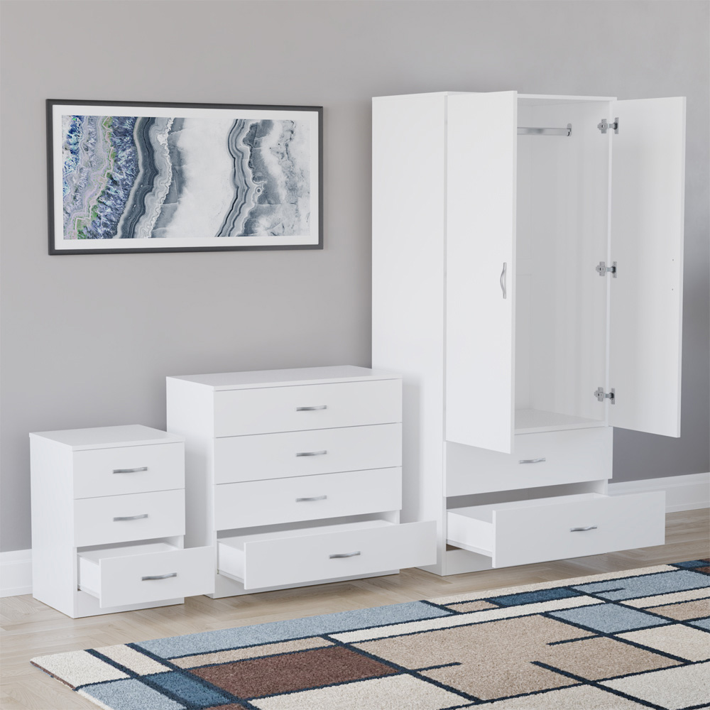 VIDA DESIGNS Riano White 3 Piece Bedroom Furniture Set Image 4