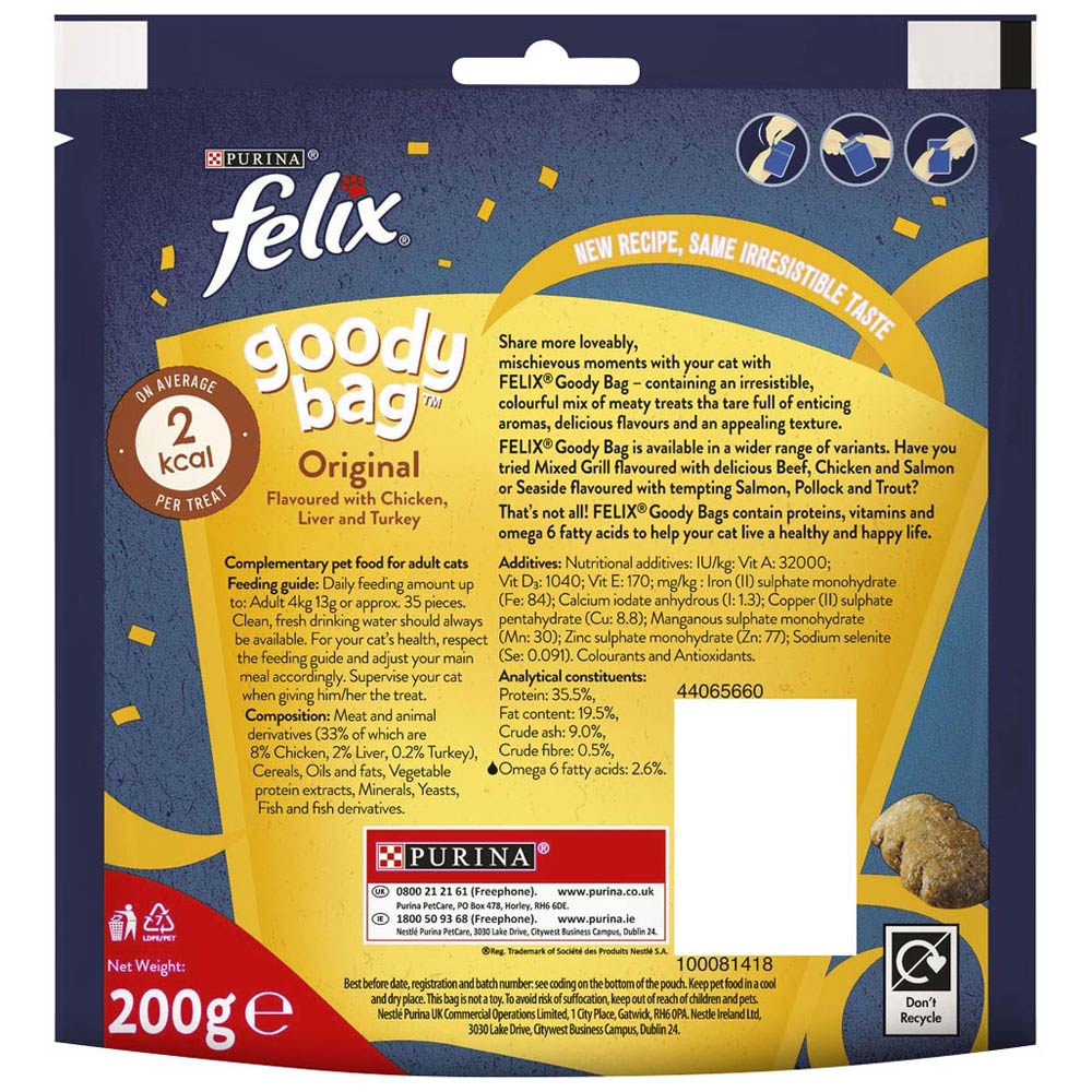 Felix Goody Bag Cat Treats Original Mix 200g Image 2