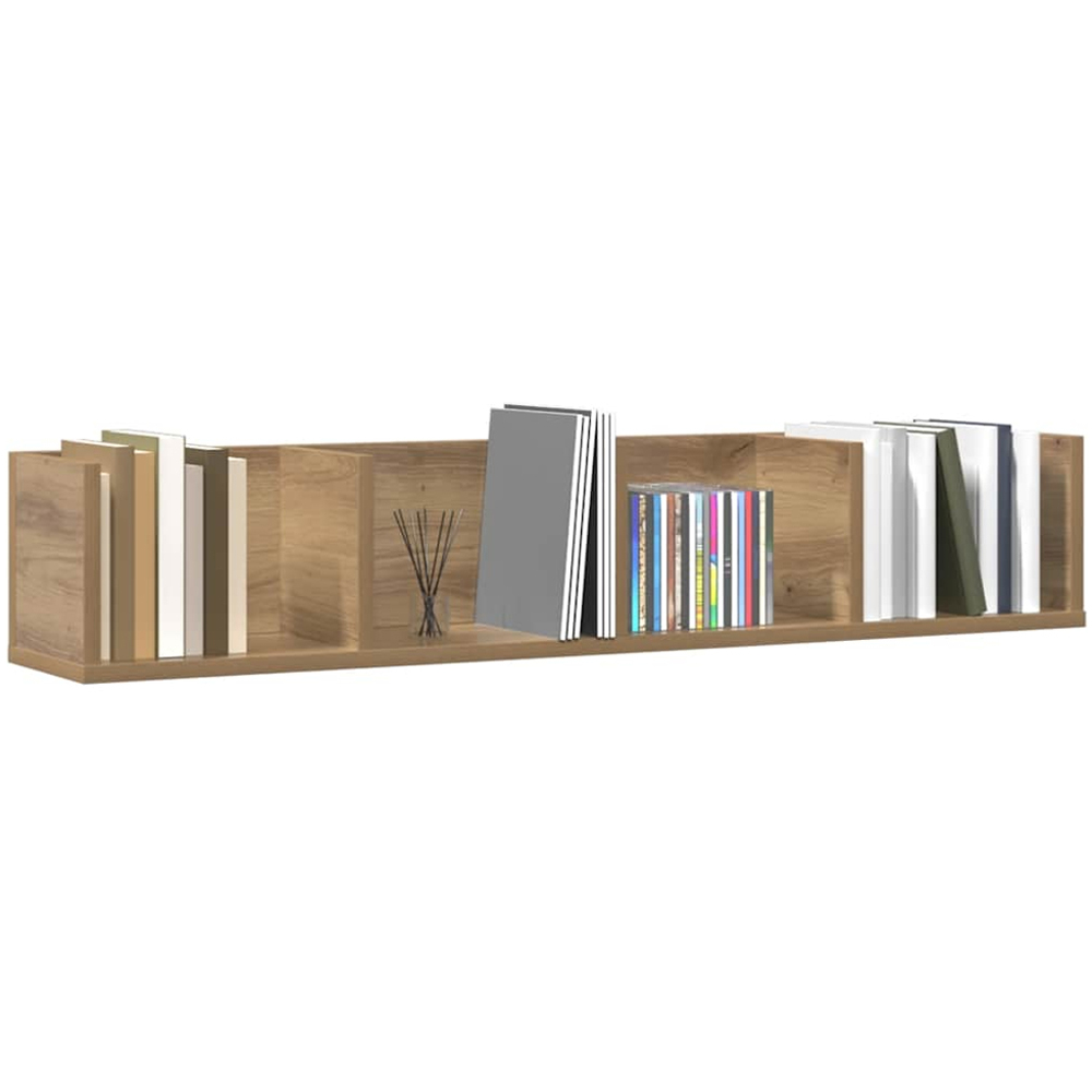 vidaXL 4 Shelf Artisan Oak Wall Shelf Image 2