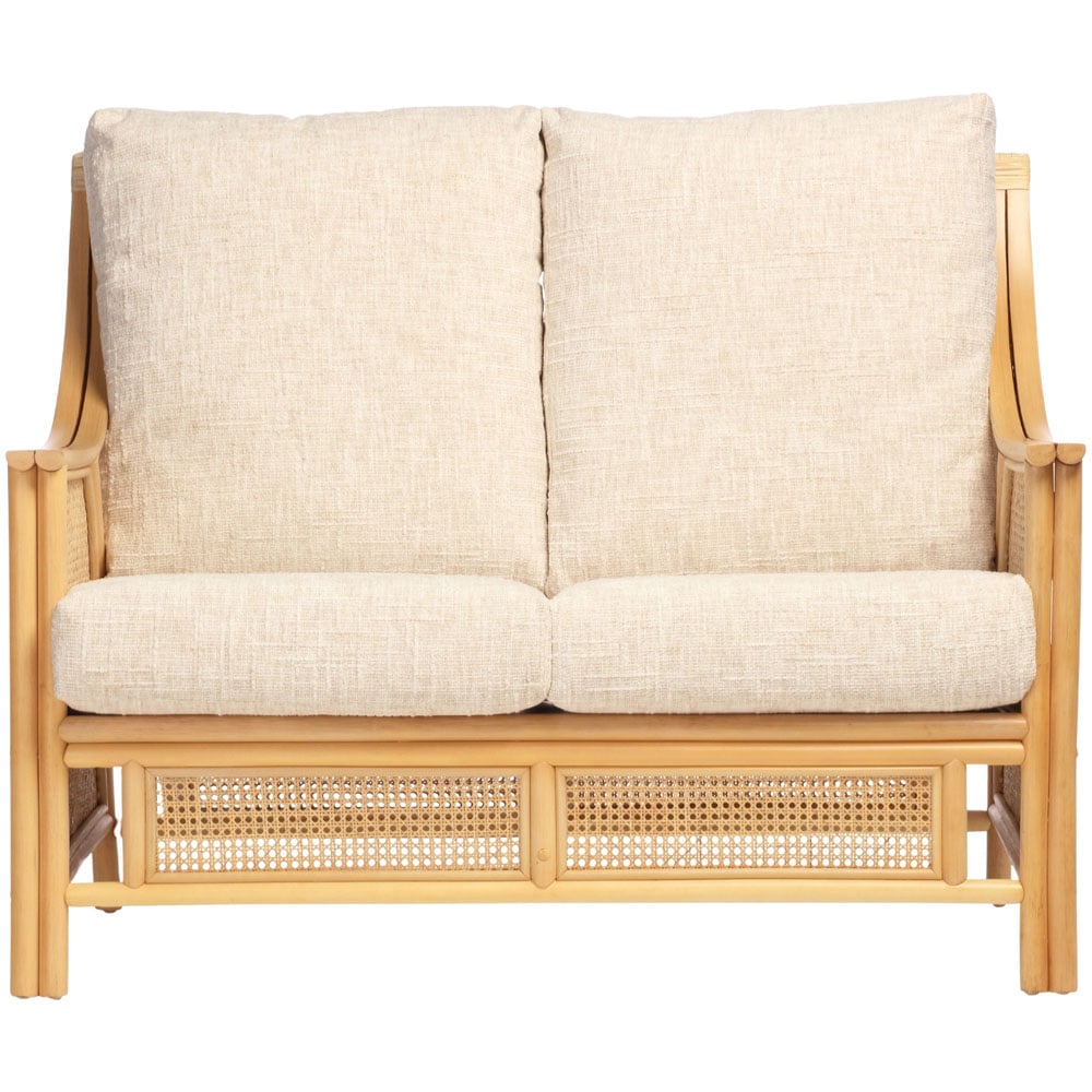 Desser Furniture Chester 2 Seater Natural Rattan Cotton Cream Sofa Image 3
