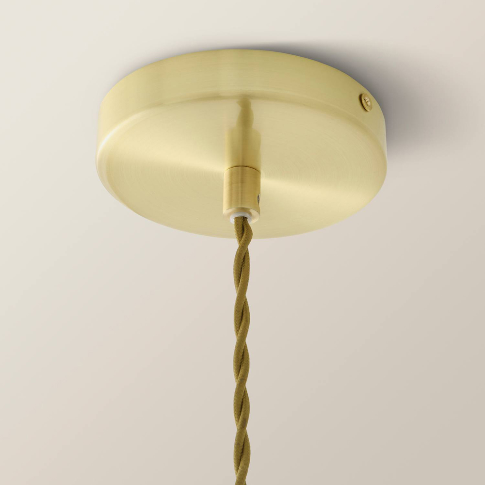 ValueLights Cheltenham Ribbed Shade Brushed Gold Ceiling Pendant Light with Bulb Image 3