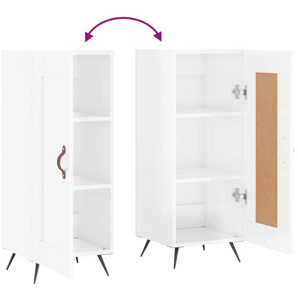 vidaXL Single Door High Gloss White Narrow Sideboard Image 9