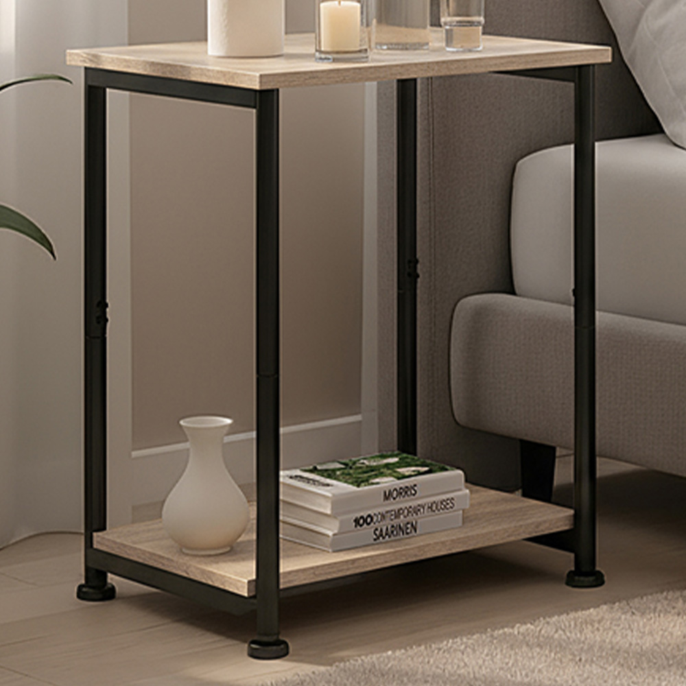 Tectake Yonkers Single Shelf Sonoma Oak Bedside Table Image 1