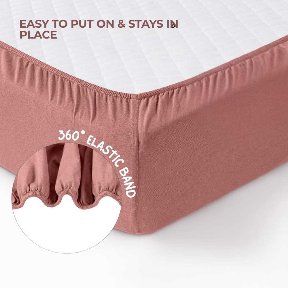 MHG Living Misty Pink and Dusty Rose Jersey Cotton Fitted Cot Bed Sheet 140 x 70cm 2 Pack Image 4