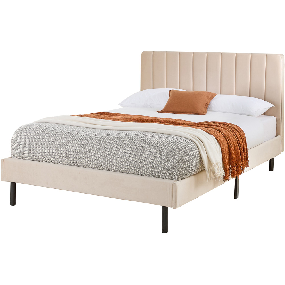 Aspire Furniture Rosella Small Double Cream Plush Velvet Bed Frame Image 2
