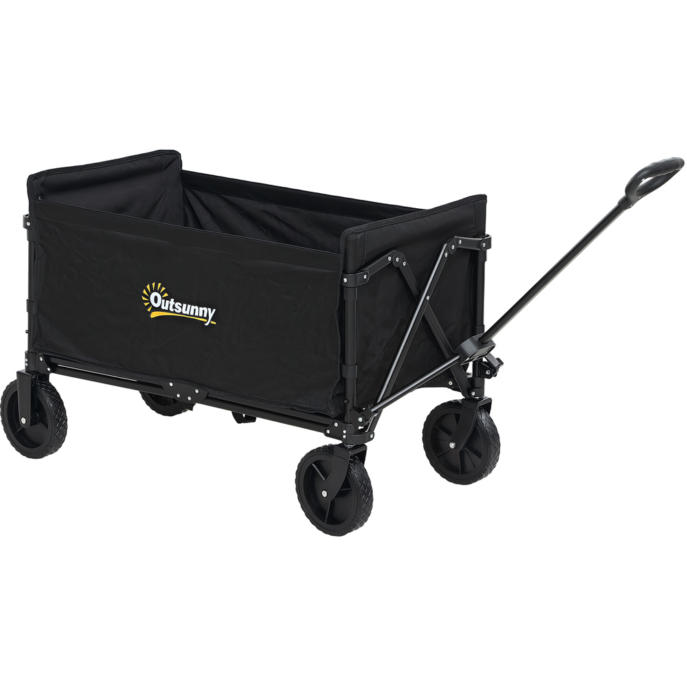 Outsunny 120L Black Folding Collapsible Wagon with Adjustable Handle Image 1