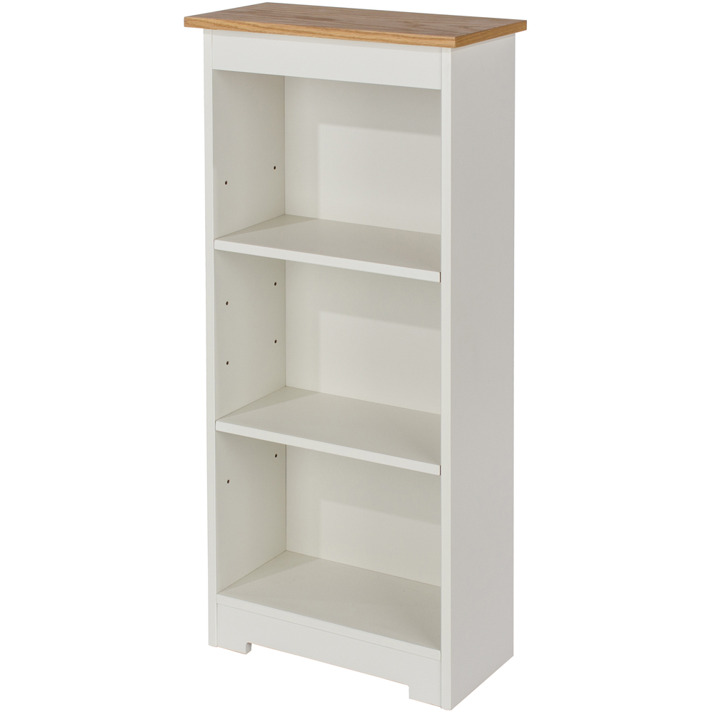 Core Products Colorado 3 Shelf Oak and White Low Narrow Bookcase Image 3