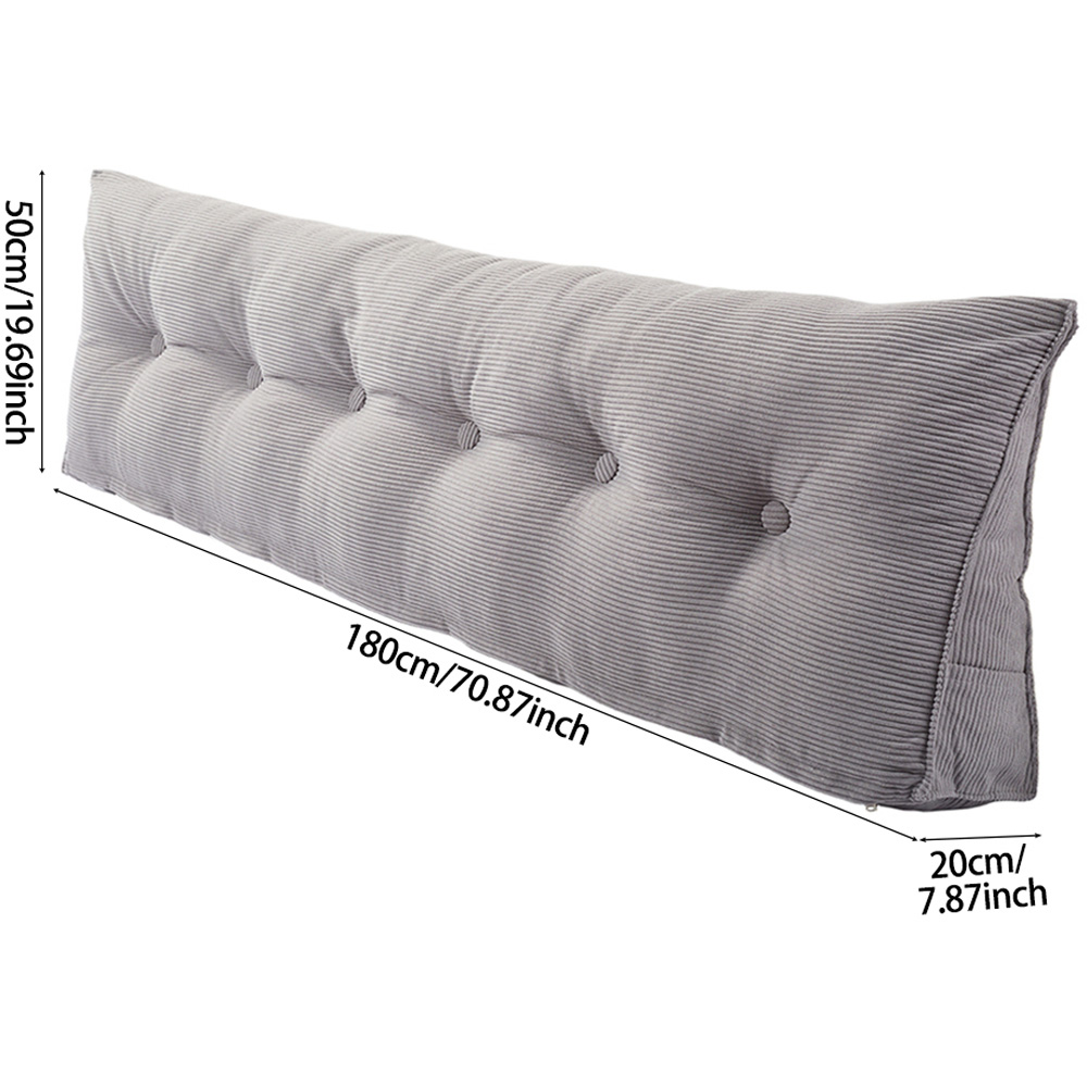 Living and Home Light Grey Corduroy Wedge Headboard Pillow with Side Pocket 180 x 50cm Image 8