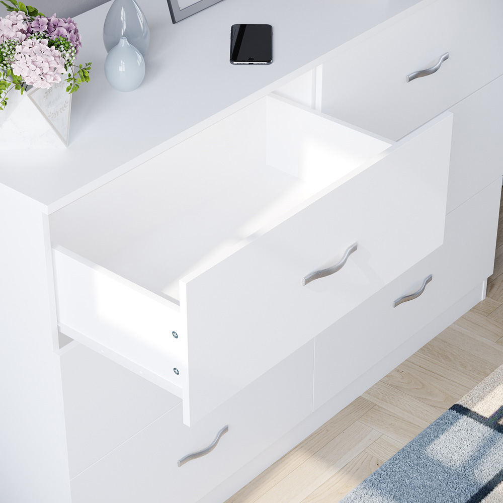 VIDA DESIGNS Riano 6 Drawer White Chest of Drawers with Metal Handles Image 4