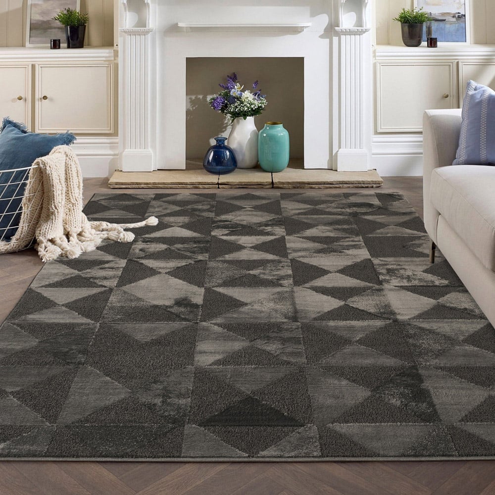 Desire Rugs Hamilton Dark Grey Geometric Triangle Mosaic Rug 60 x 220cm Image 6