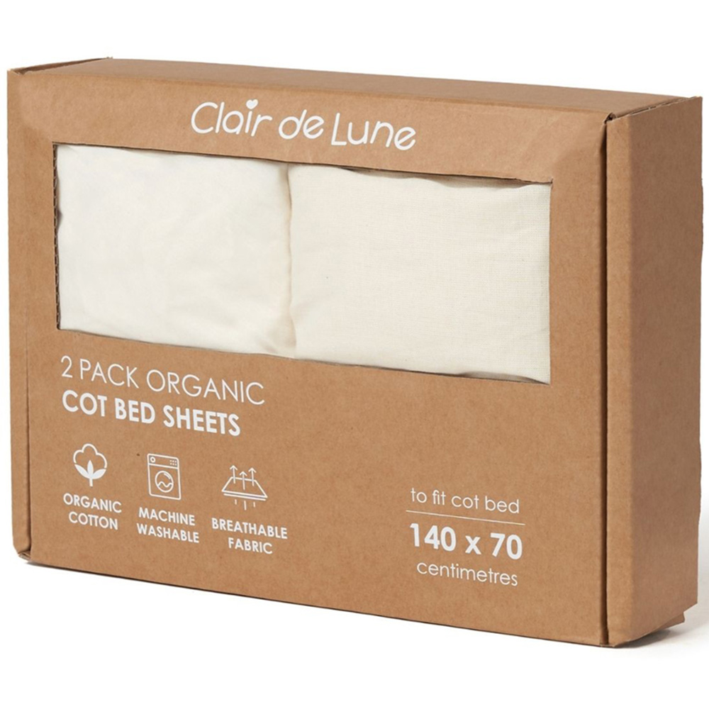 Clair de Lune Cream Organic Cotton Cot Bed Sheet 2 Pack Image 3