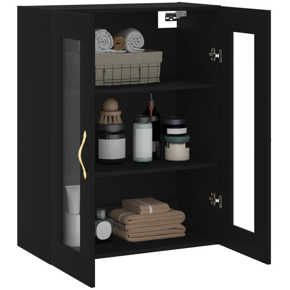 vidaXL 2 Door 3 Shelf Black Wall Mounted Cabinet Image 5