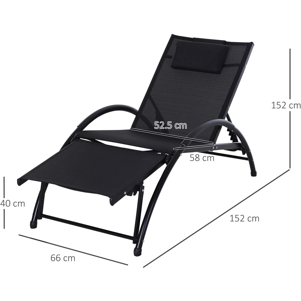 Outsunny Black Recliner Sun Lounger Image 8