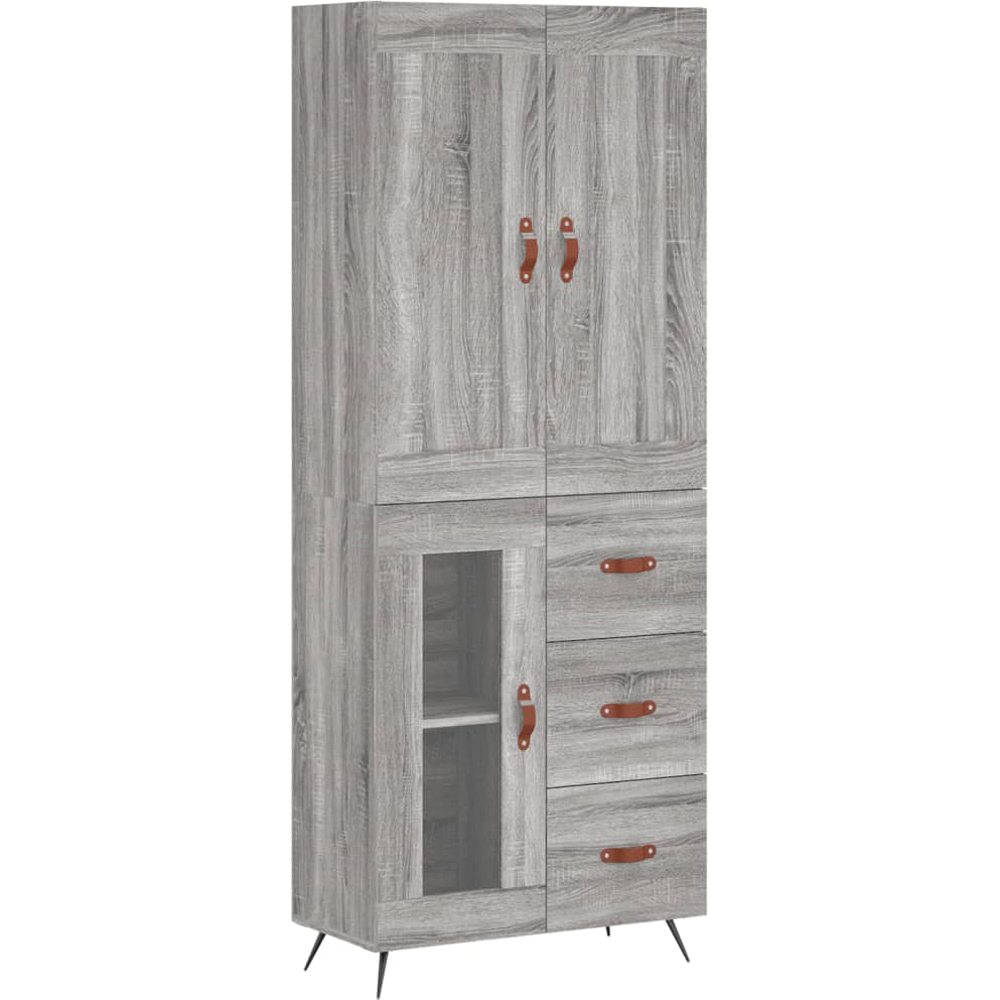 vidaXL 3 Door 3 Drawer Grey Sonoma Highboard with Metal Legs Image 2