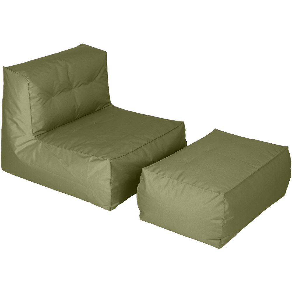 Kaikoo Khaki Lounger with Footstool Image 2
