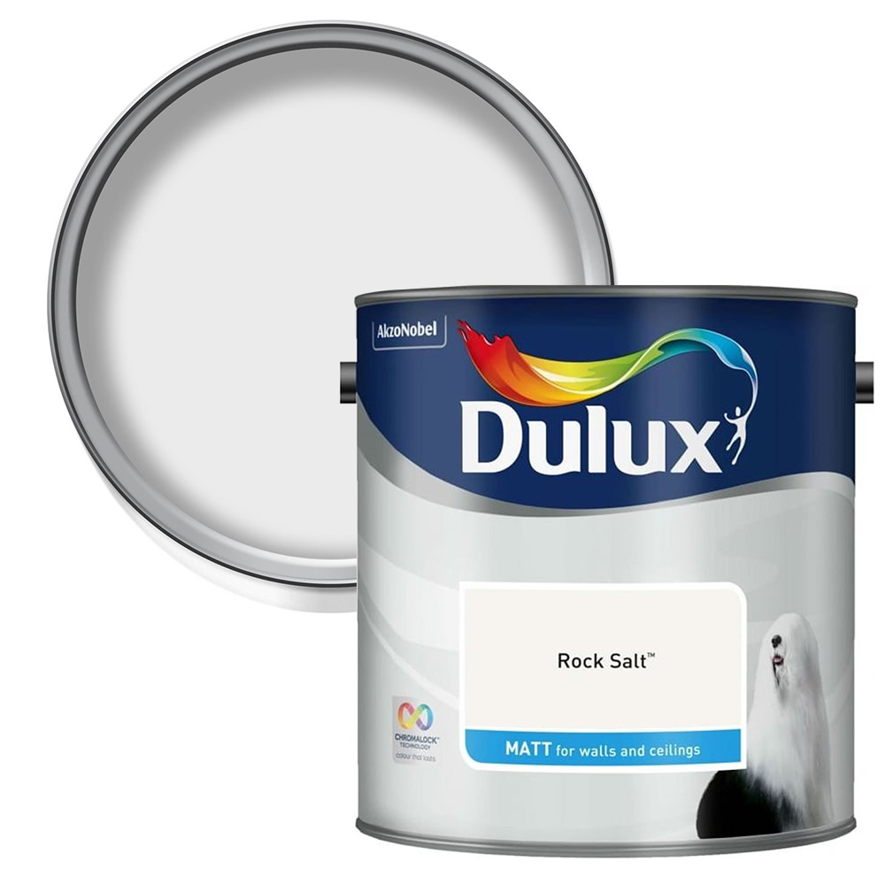 Dulux Walls & Ceilings Rock Salt Matt Emulsion Paint 2.5L Image 1
