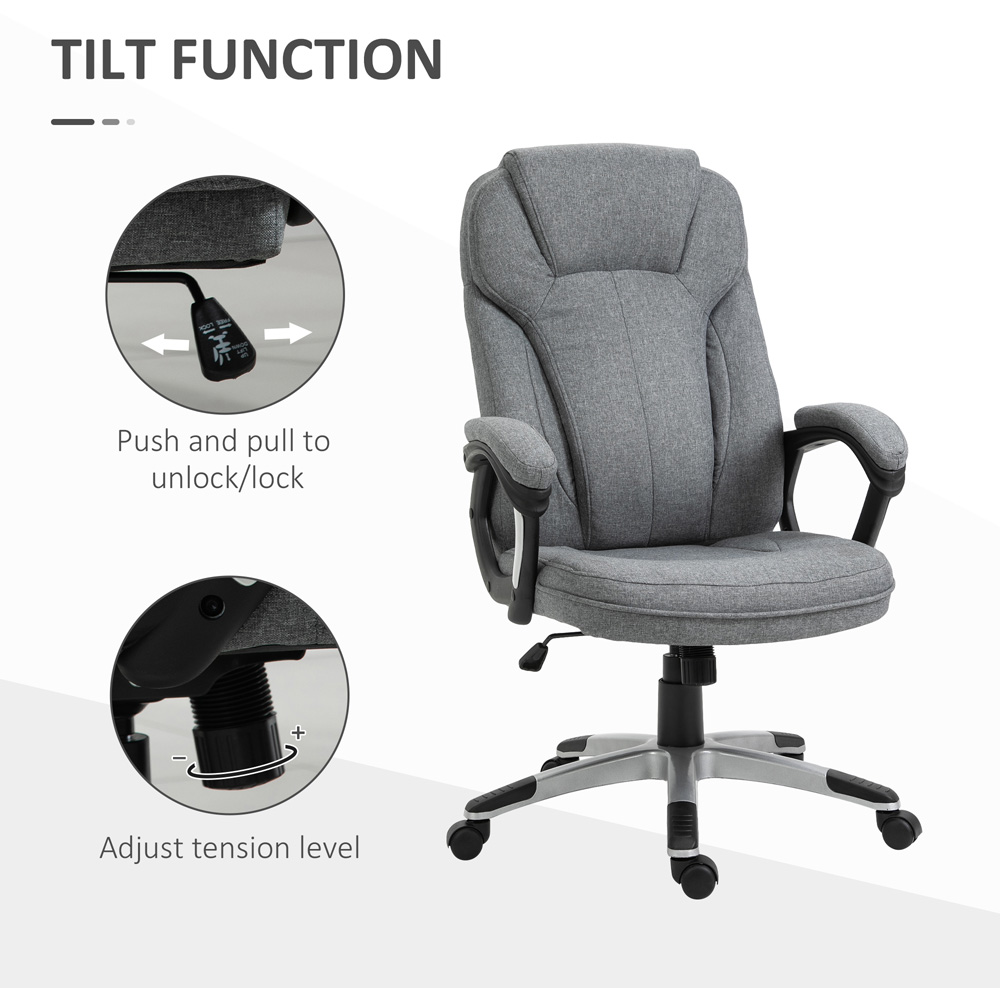 Portland Grey Linen Look Swivel Office Chair Image 5