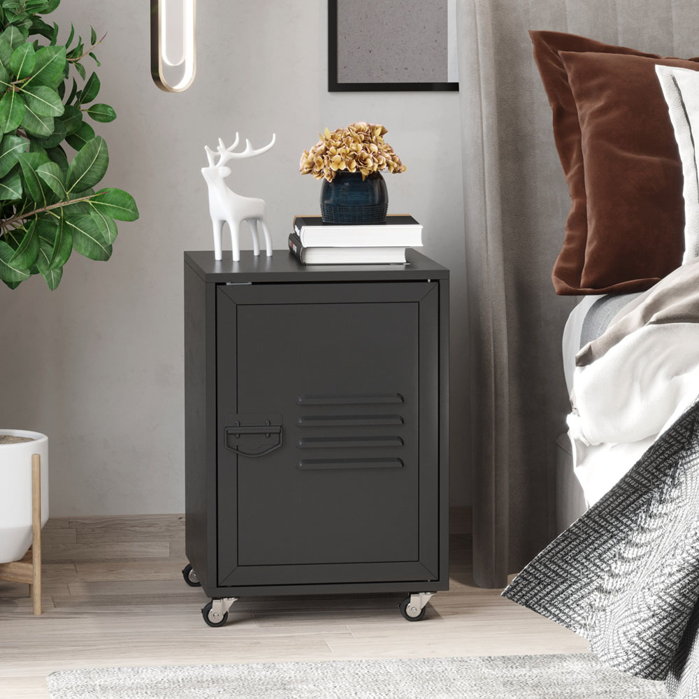 Portland Single Door Industrial Bedside Table Image 4
