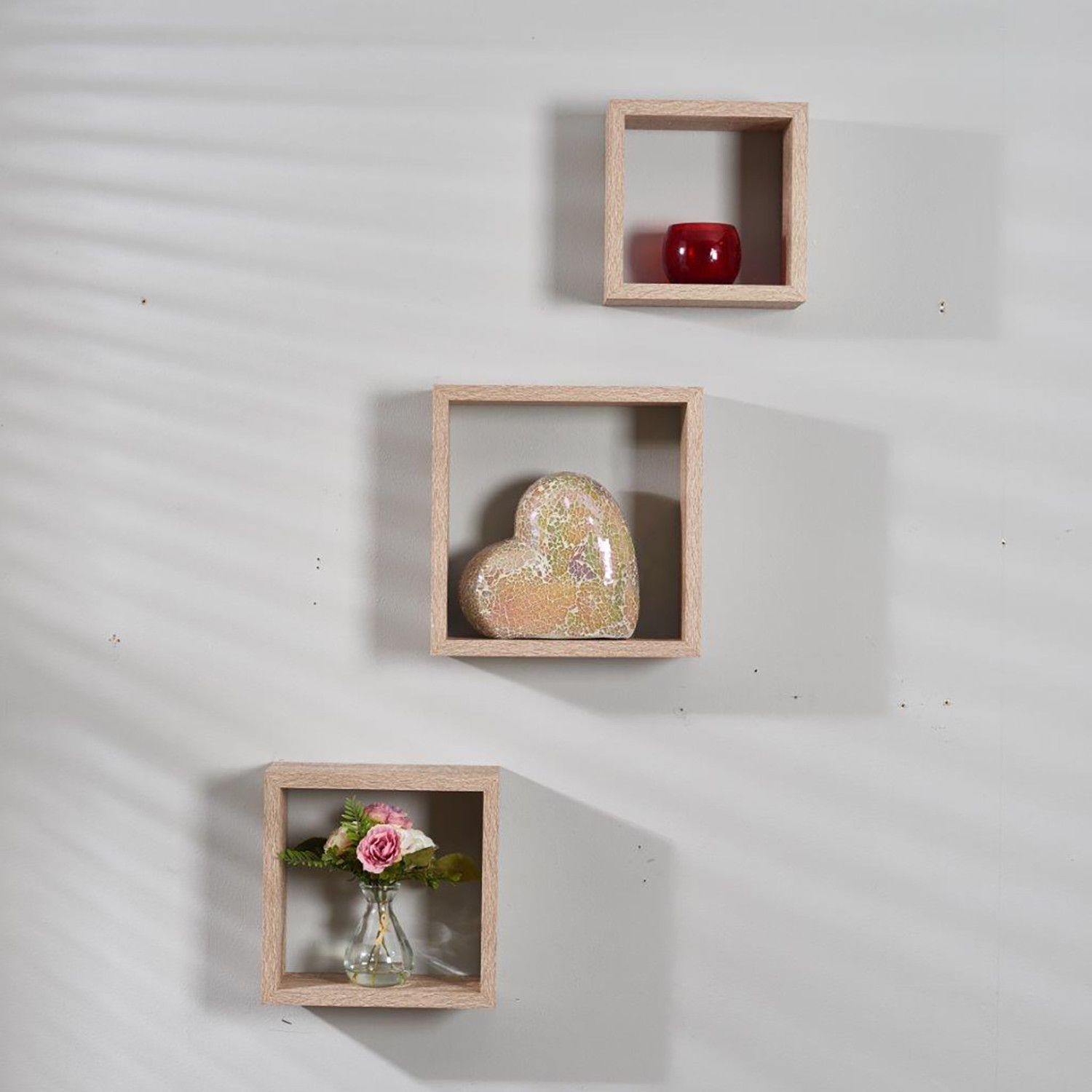 Oak Wall Mounted Cubes 3 Pack Image 2